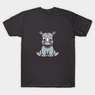 Cute baby rhino smiling cartoon illustration T-Shirt